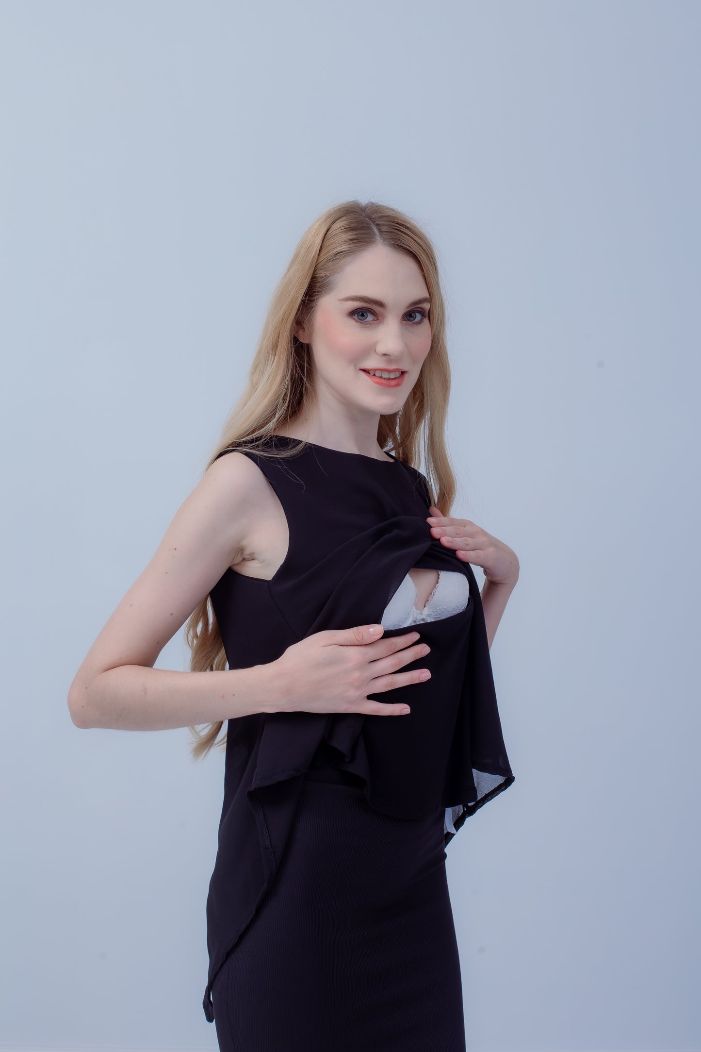 Maternity: Chiffon Stillshirt mit Reißverschluss Ärmellos