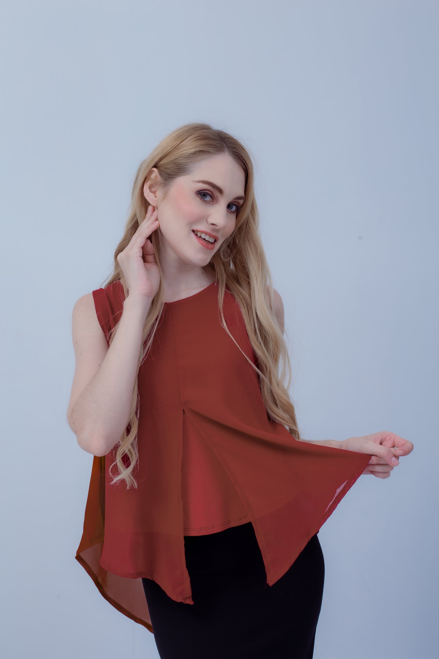 Maternity: Chiffon Stillshirt mit Reißverschluss Ärmellos