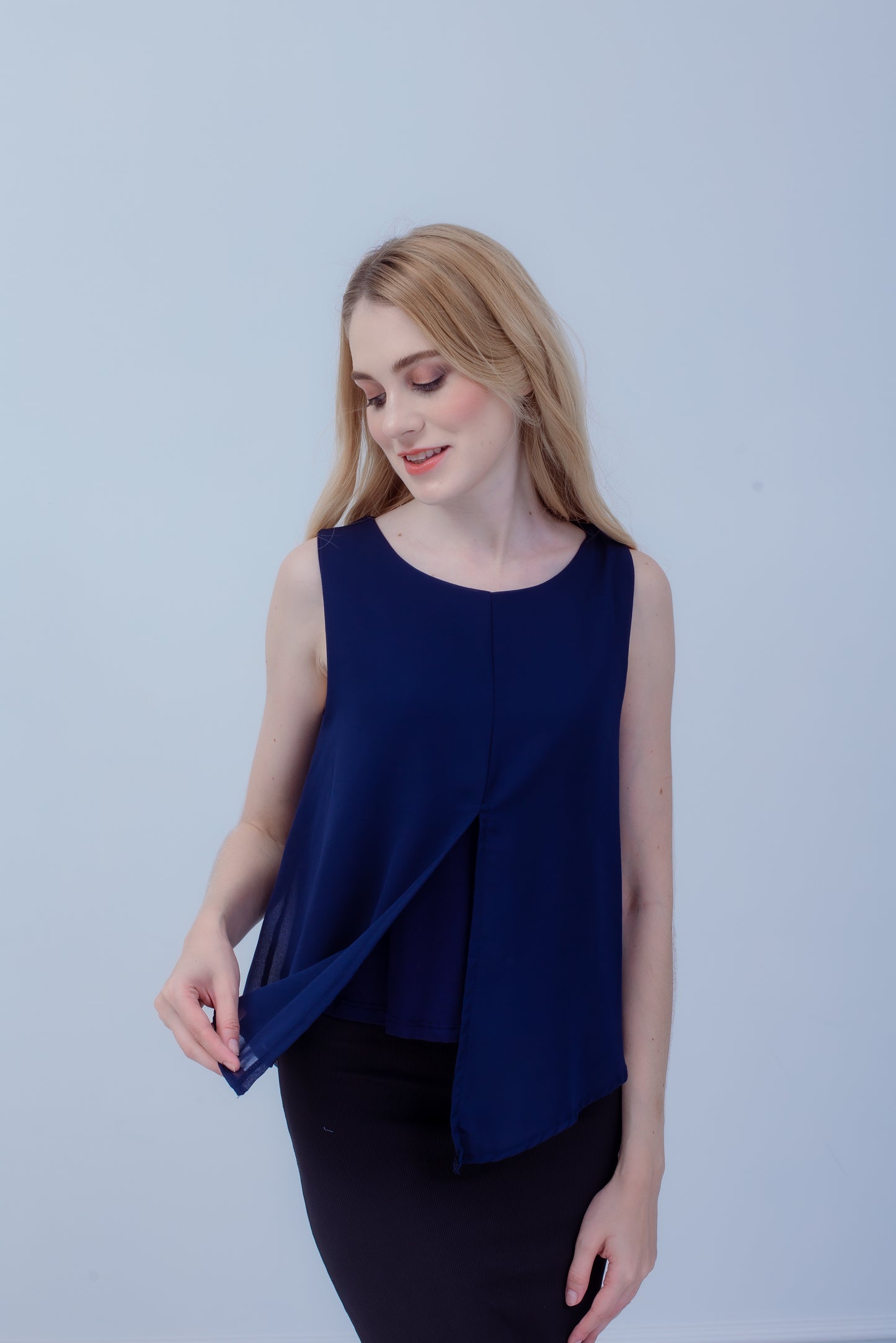 Maternity: Chiffon Stillshirt mit Reißverschluss Ärmellos