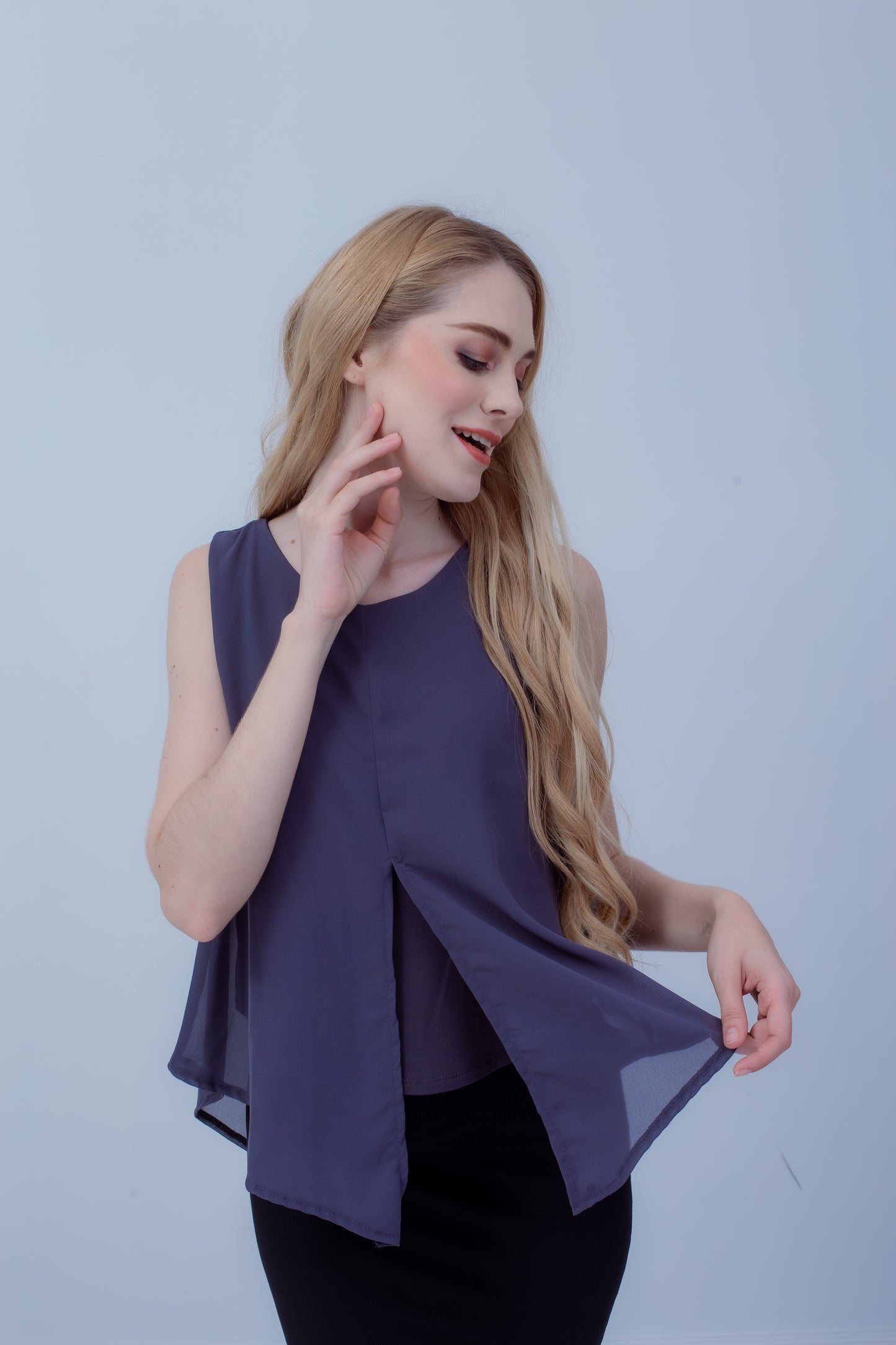 Maternity: Chiffon Stillshirt mit Reißverschluss Ärmellos