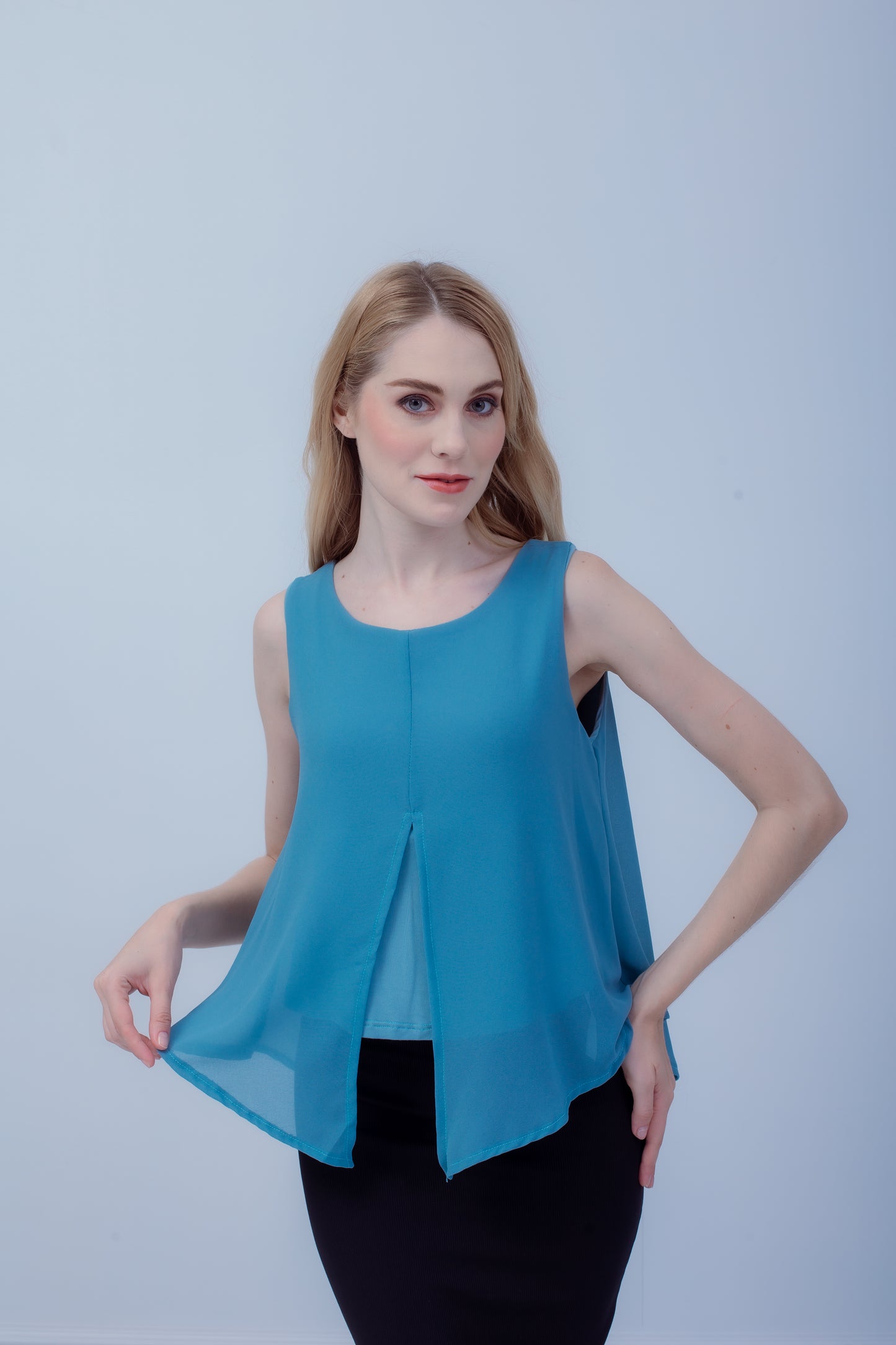Maternity: Chiffon Stillshirt mit Reißverschluss Ärmellos