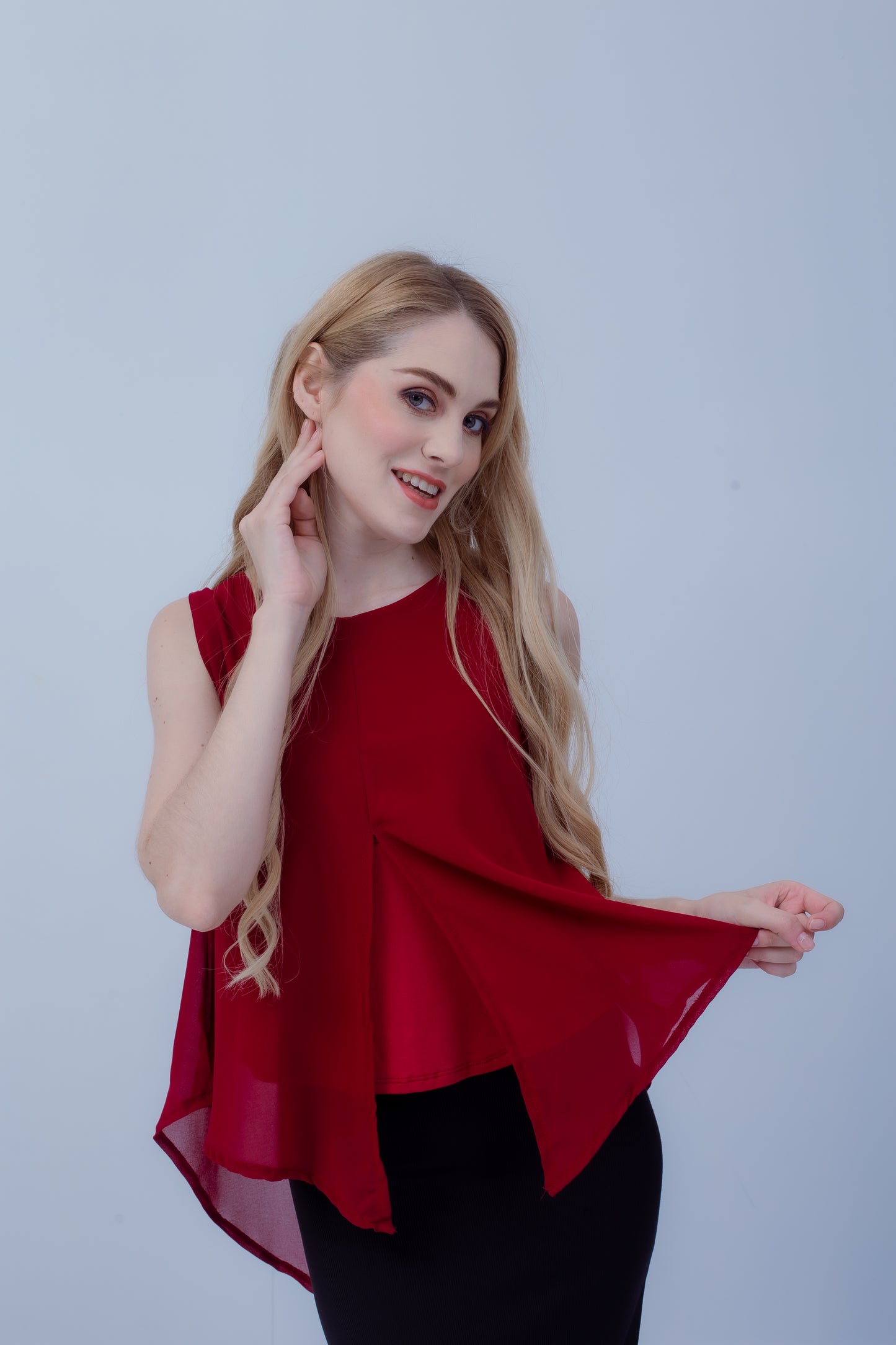 Maternity: Chiffon Stillshirt mit Reißverschluss Ärmellos