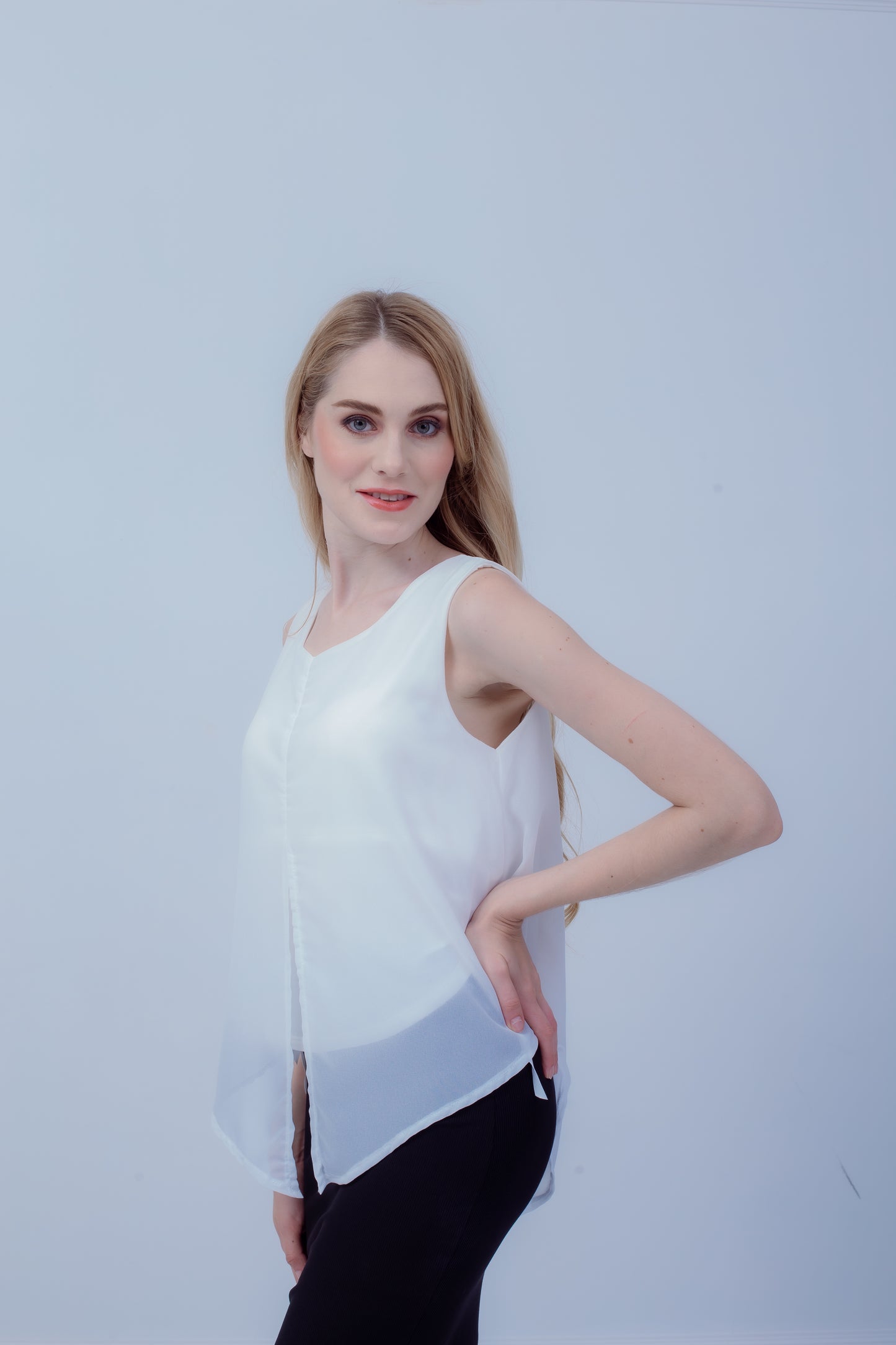 Maternity: Chiffon Stillshirt mit Reißverschluss Ärmellos