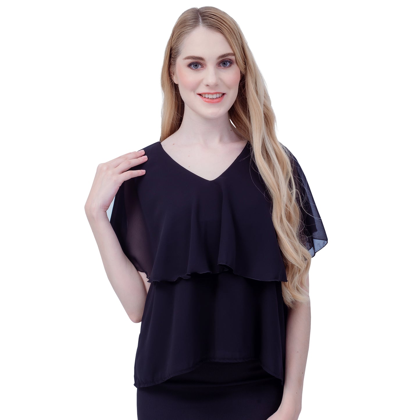 Maternity: Chiffon Stillbluse mit Reißverschluss, V-Hals