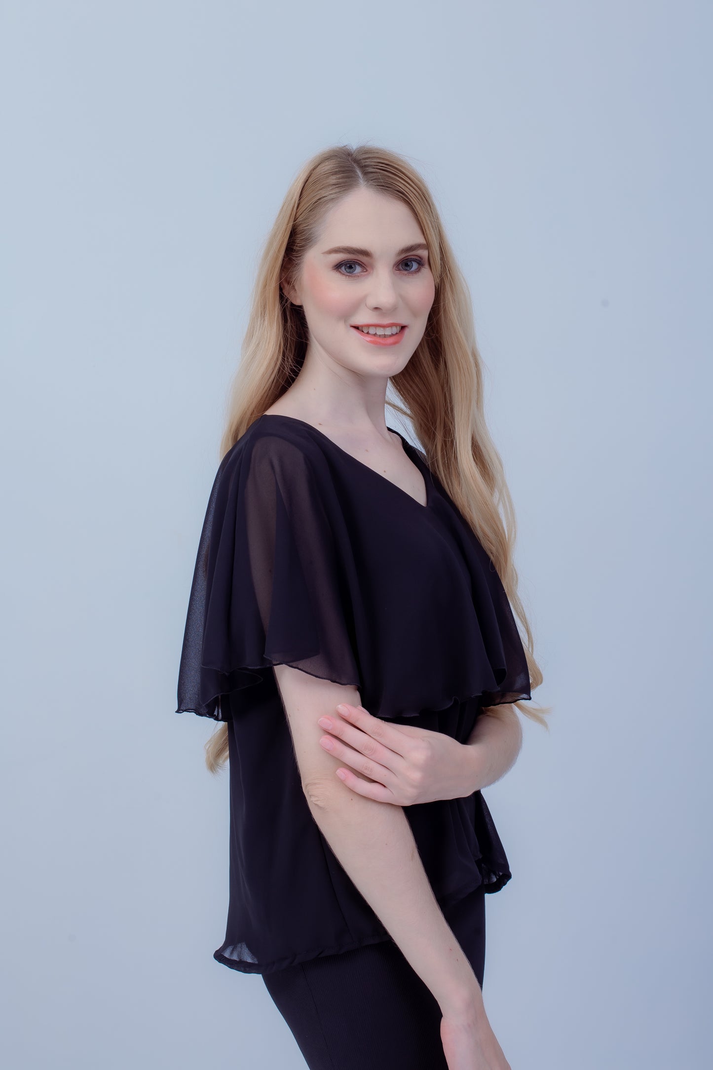Maternity: Chiffon Stillbluse mit Reißverschluss, V-Hals