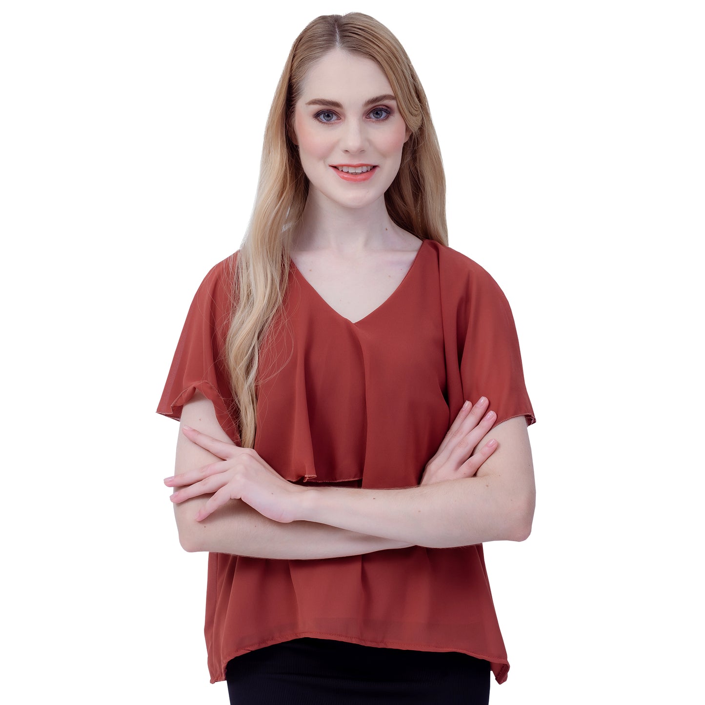 Maternity: Chiffon Stillbluse mit Reißverschluss, V-Hals