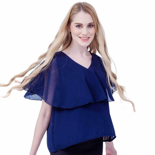 Maternity: Chiffon Stillbluse mit Reißverschluss, V-Hals