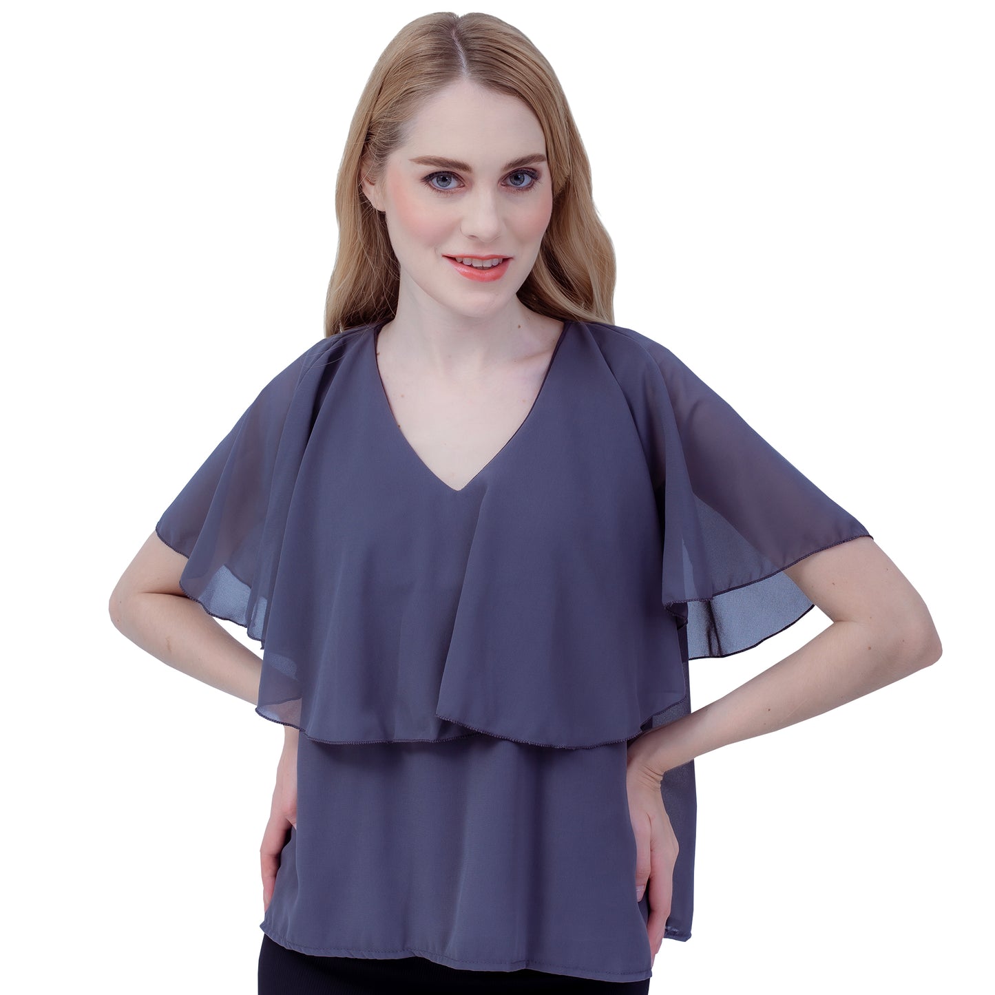 Maternity: Chiffon Stillbluse mit Reißverschluss, V-Hals