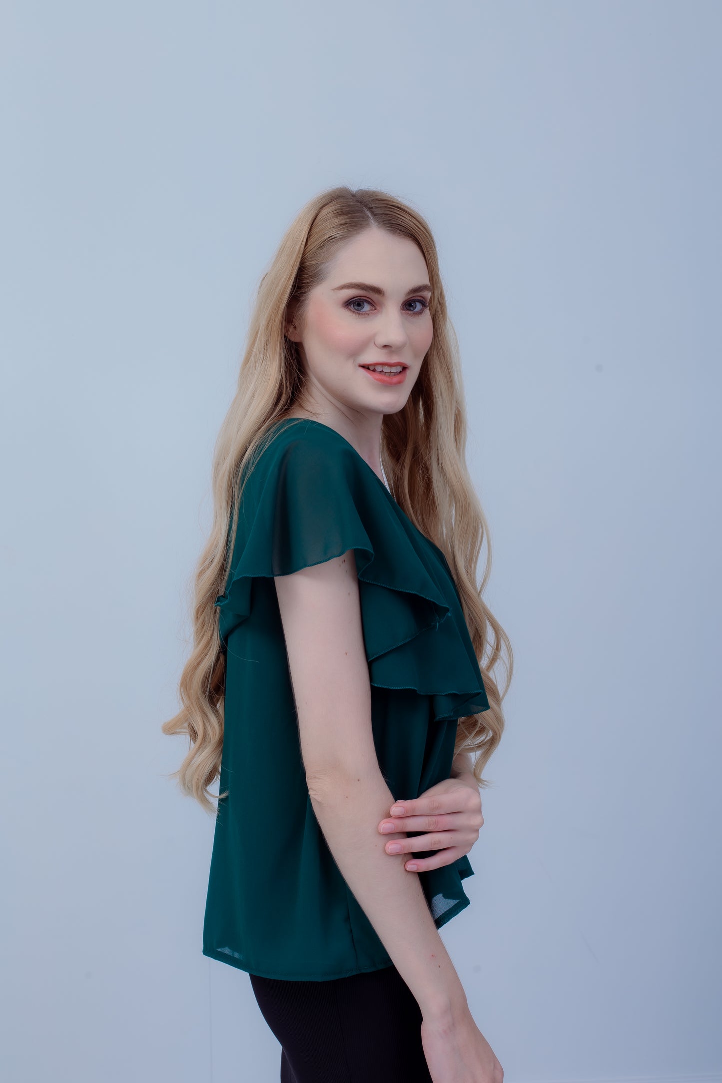 Maternity: Chiffon Stillbluse mit Reißverschluss, V-Hals