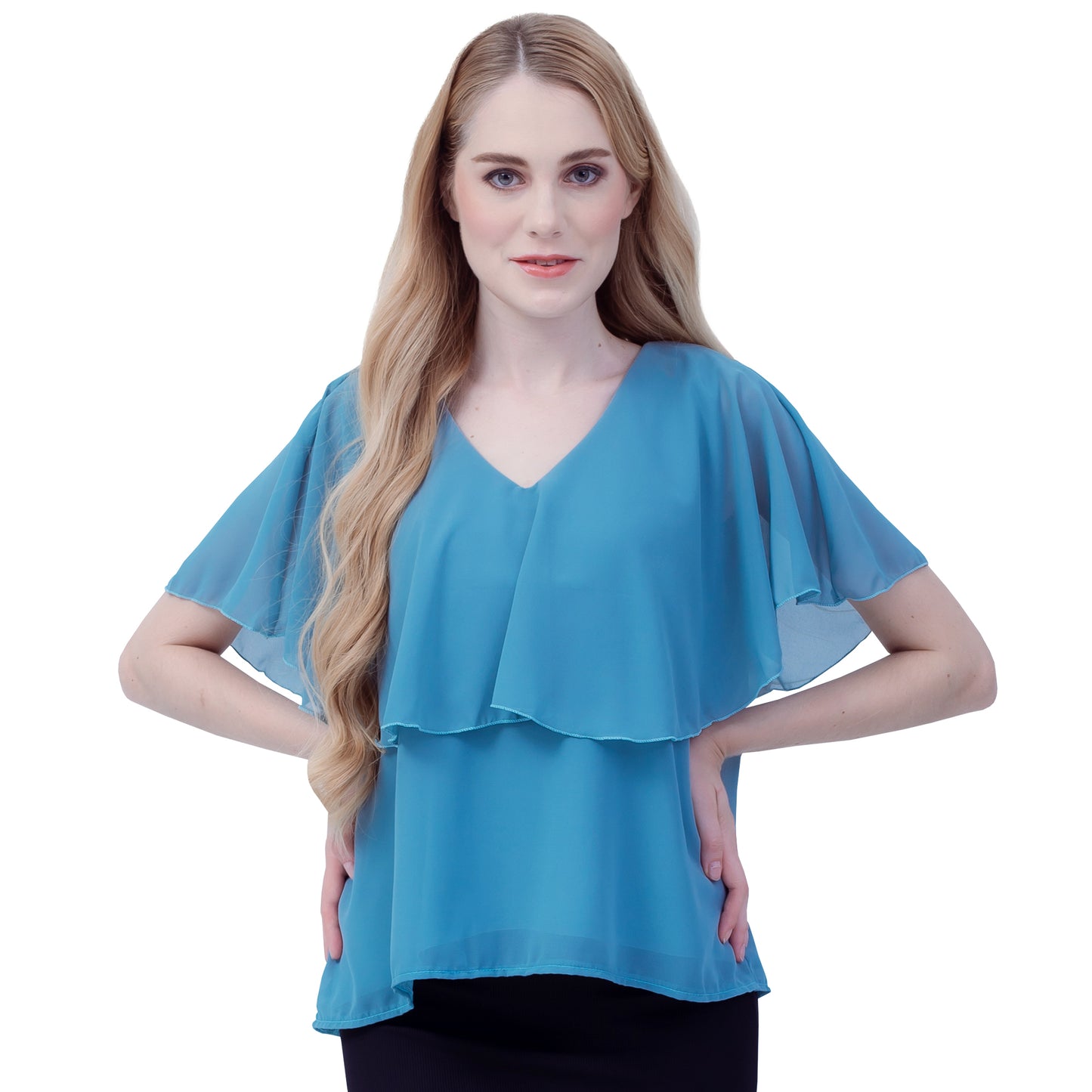Maternity: Chiffon Stillbluse mit Reißverschluss, V-Hals