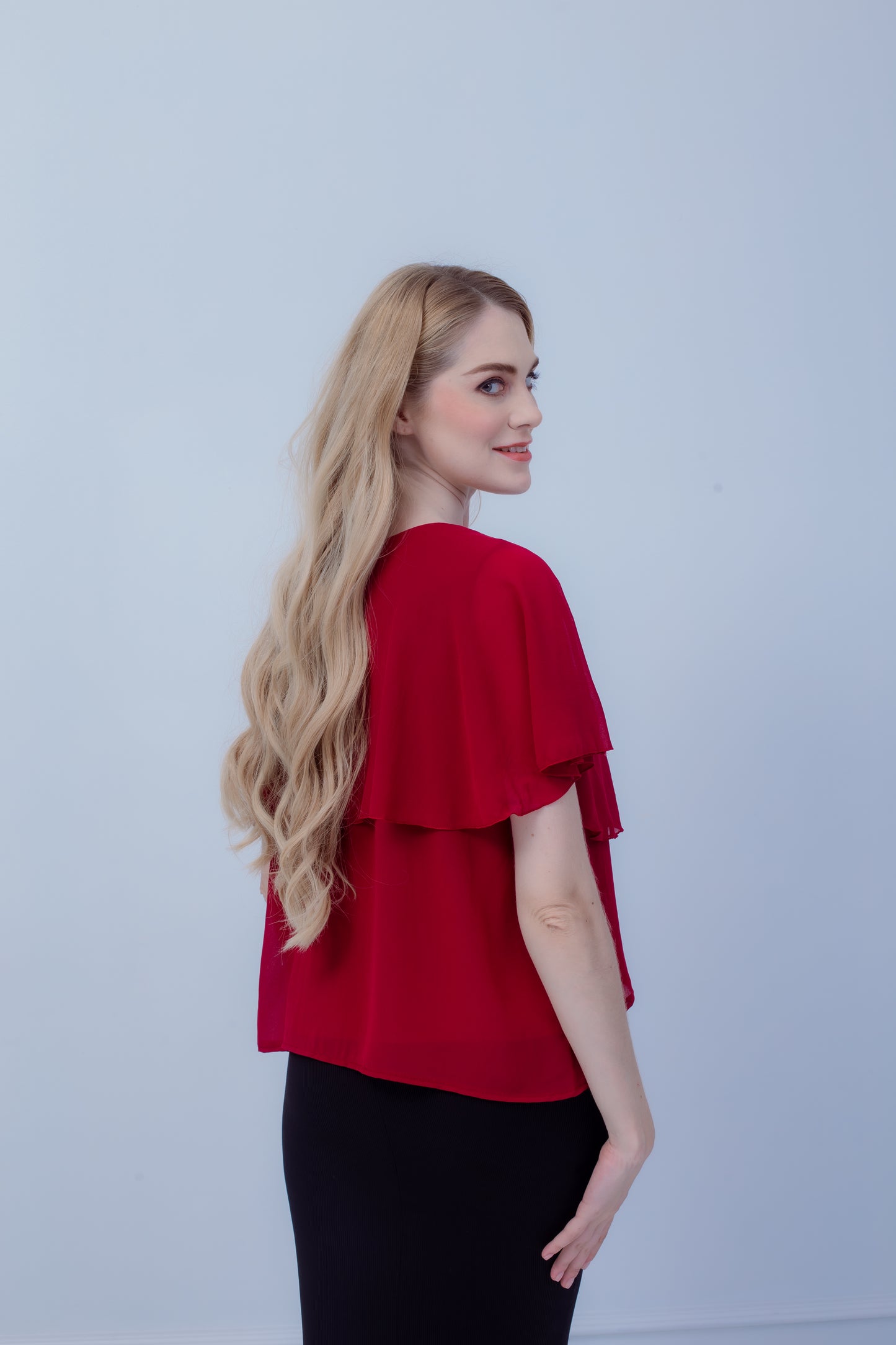 Maternity: Chiffon Stillbluse mit Reißverschluss, V-Hals