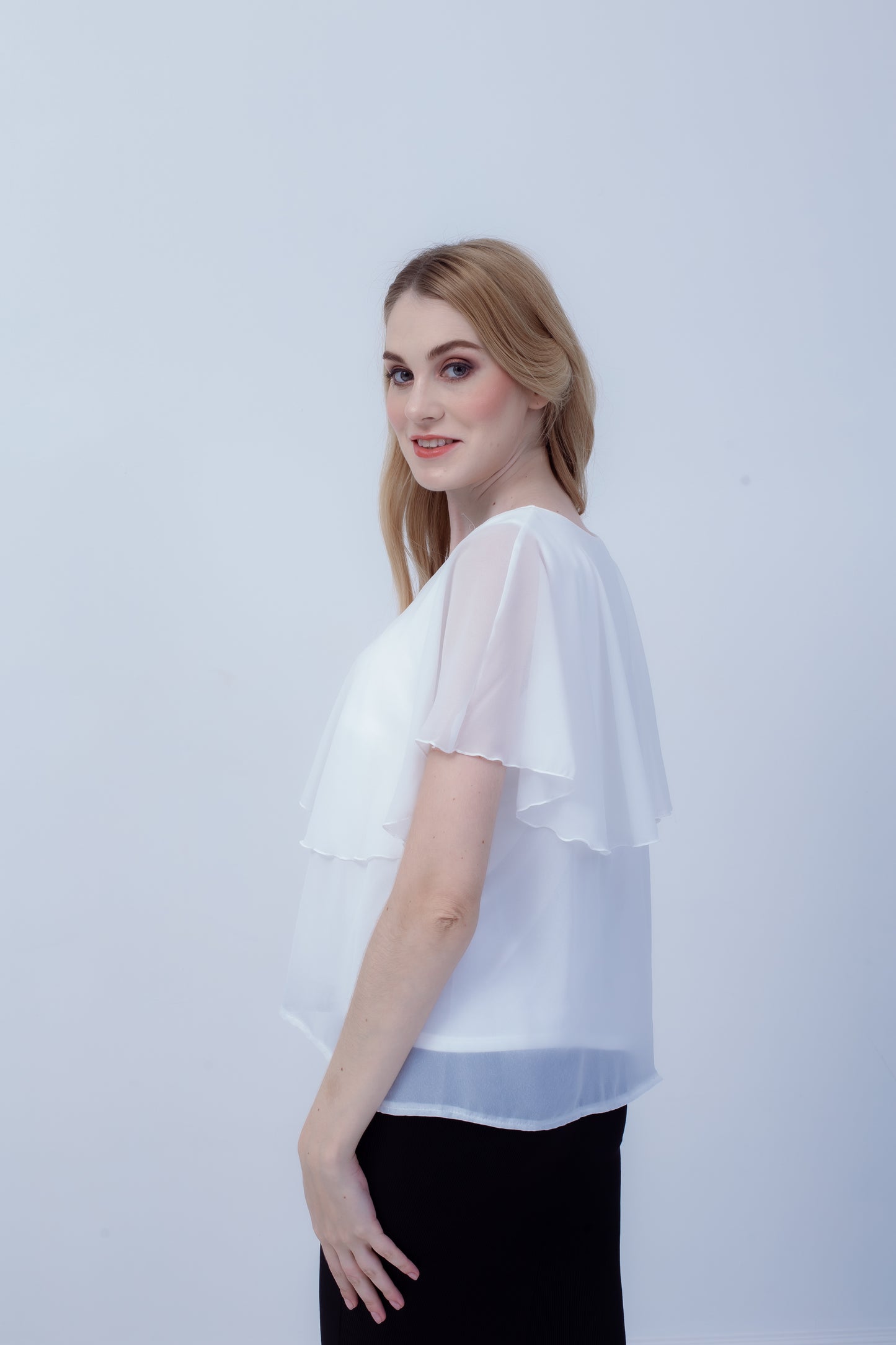 Maternity: Chiffon Stillbluse mit Reißverschluss, V-Hals