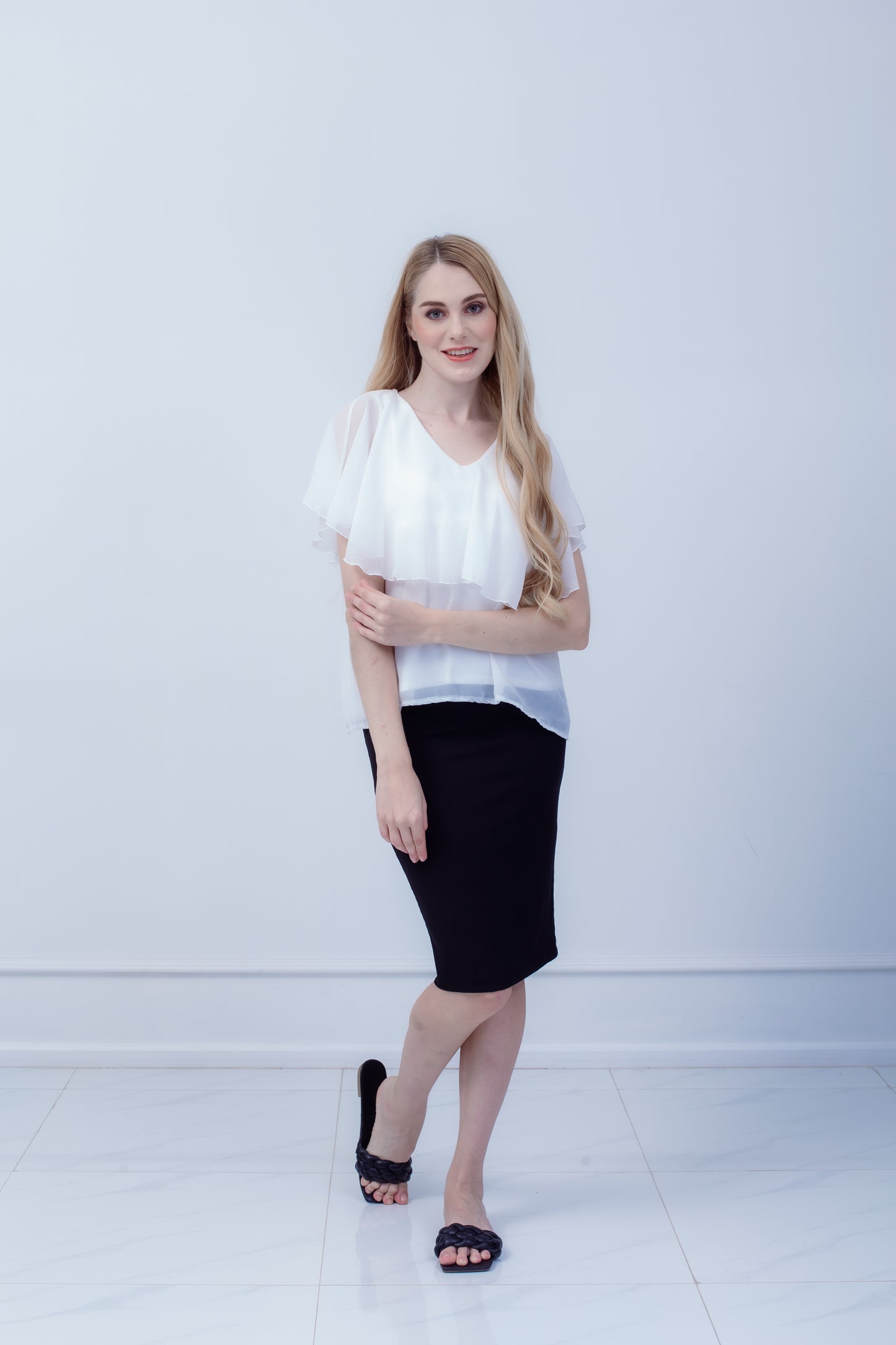 Maternity: Chiffon Stillbluse mit Reißverschluss, V-Hals