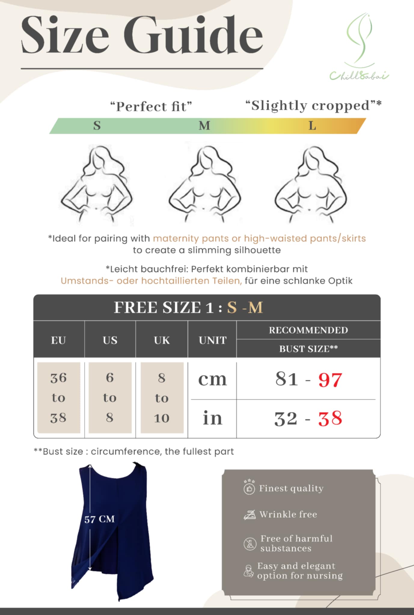 Maternity: Chiffon Stillshirt mit Reißverschluss Ärmellos