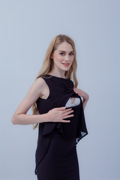 Maternity: Chiffon Stillshirt mit Reißverschluss Ärmellos