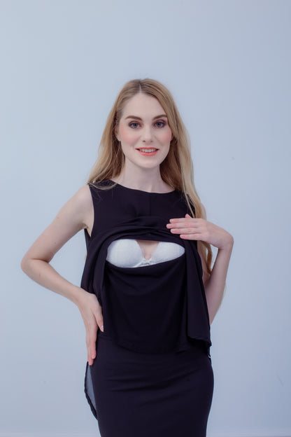 Maternity: Chiffon Stillshirt mit Reißverschluss Ärmellos