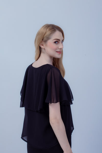 Maternity: Chiffon Stillbluse mit Reißverschluss, V-Hals