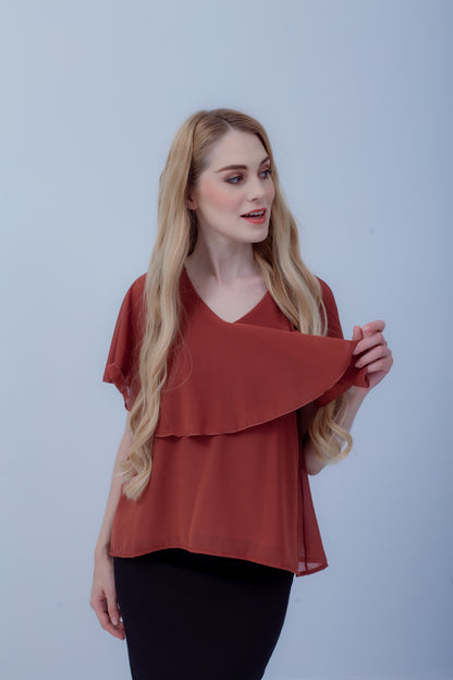 Maternity: Chiffon Stillbluse mit Reißverschluss, V-Hals