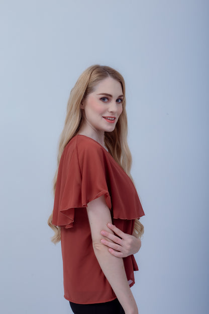 Maternity: Chiffon Stillbluse mit Reißverschluss, V-Hals