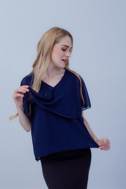 Maternity: Chiffon Stillbluse mit Reißverschluss, V-Hals