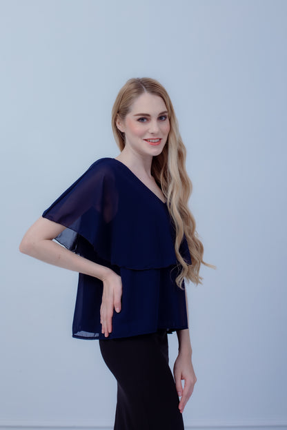 Maternity: Chiffon Stillbluse mit Reißverschluss, V-Hals