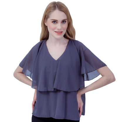 Maternity: Chiffon Stillbluse mit Reißverschluss, V-Hals