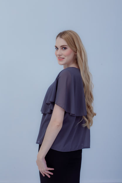 Maternity: Chiffon Stillbluse mit Reißverschluss, V-Hals