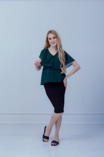 Maternity: Chiffon Stillbluse mit Reißverschluss, V-Hals