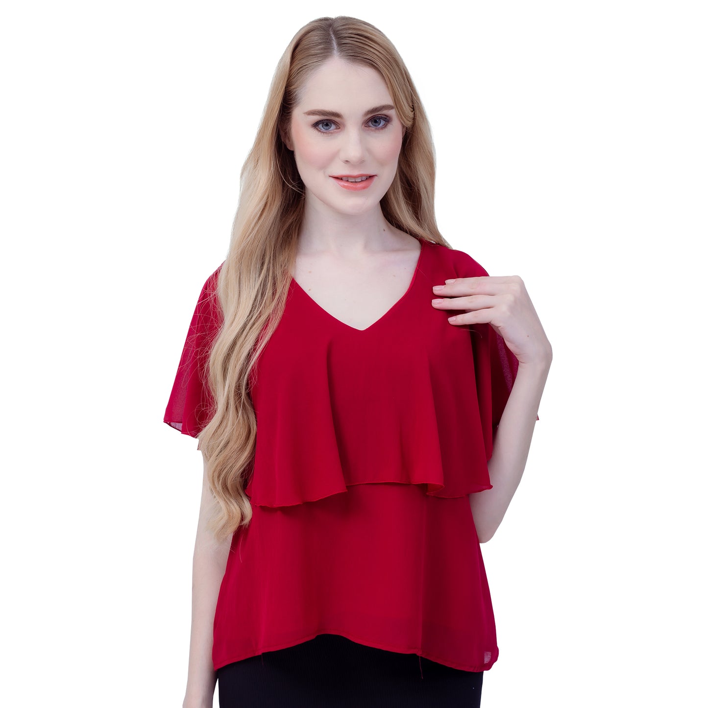 Maternity: Chiffon Stillbluse mit Reißverschluss, V-Hals