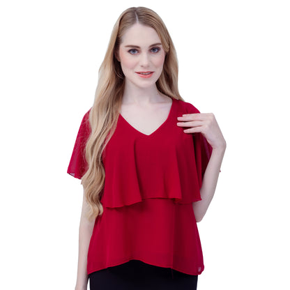 Maternity: Chiffon Stillbluse mit Reißverschluss, V-Hals