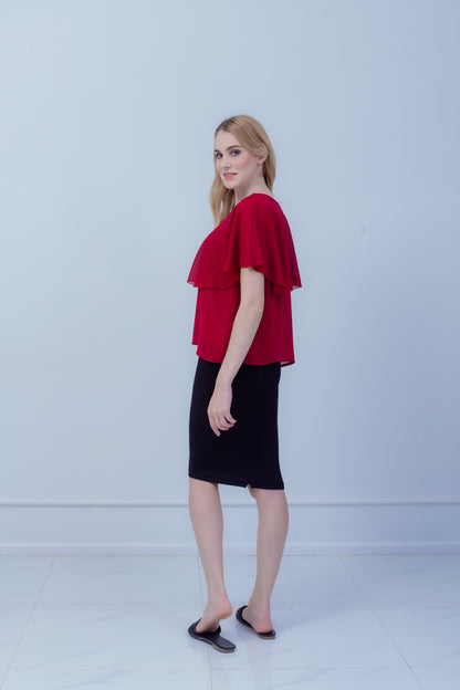 Maternity: Chiffon Stillbluse mit Reißverschluss, V-Hals
