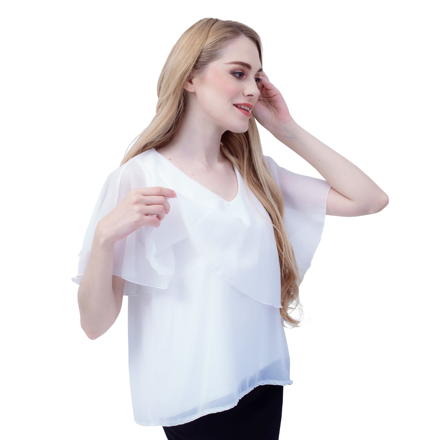 Maternity: Chiffon Stillbluse mit Reißverschluss, V-Hals