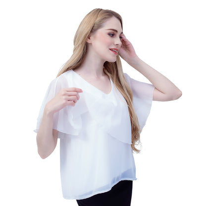 Maternity: Chiffon Stillbluse mit Reißverschluss, V-Hals