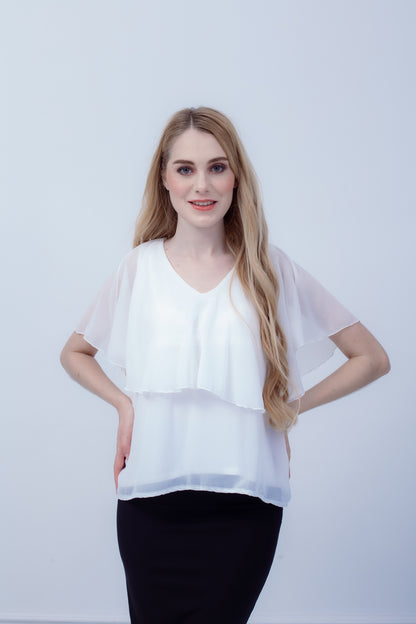 Maternity: Chiffon Stillbluse mit Reißverschluss, V-Hals