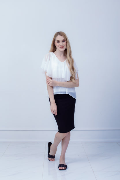 Maternity: Chiffon Stillbluse mit Reißverschluss, V-Hals