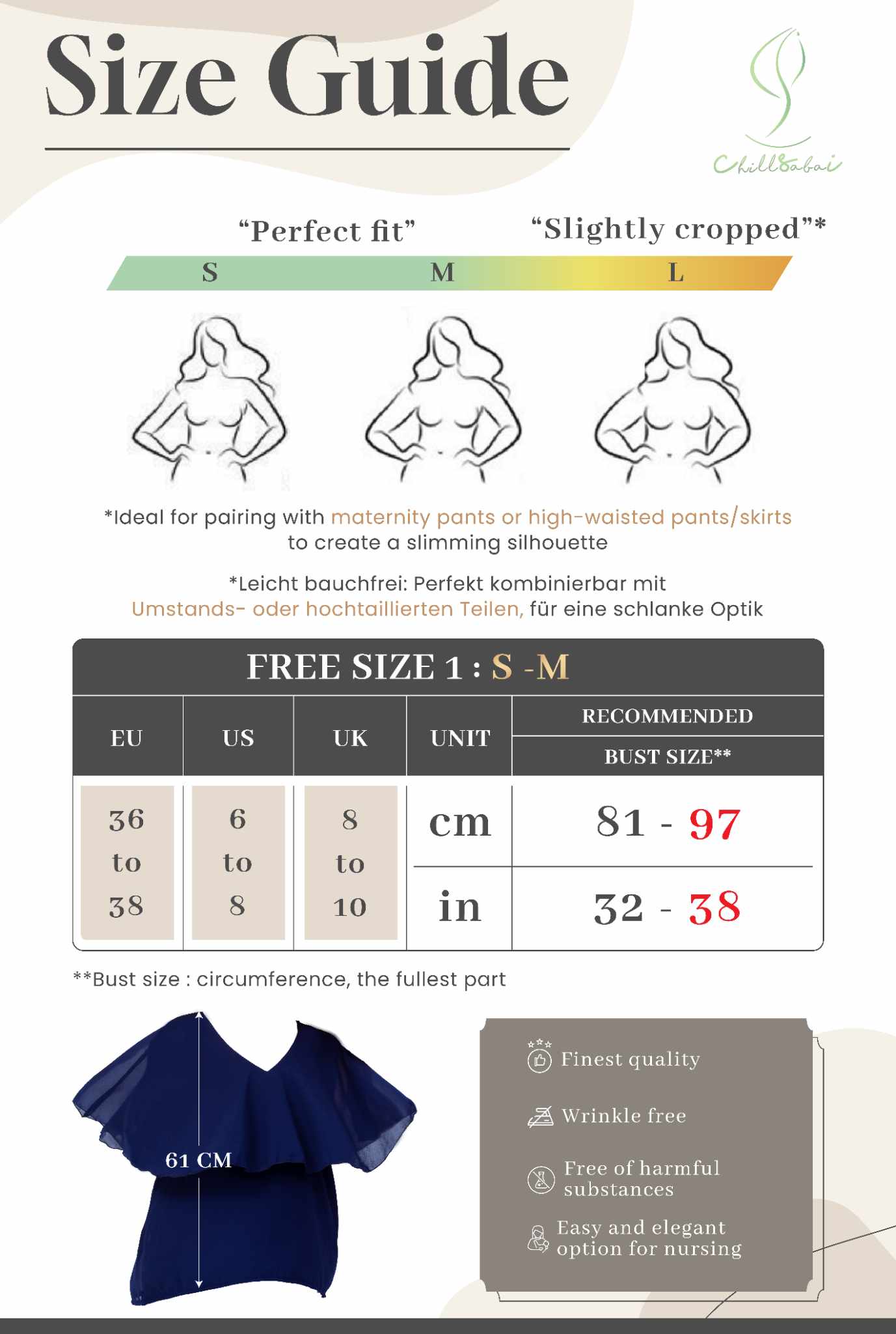 Maternity: Chiffon Stillbluse mit Reißverschluss, V-Hals